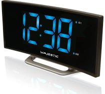 Majestic SVE 234 modinātājs ar lielu LED displeju, 1,85 collu izliekumu ar regulējamu spilgtumu, dubulto modinātāju, iekļauts barošanas bloks, melns