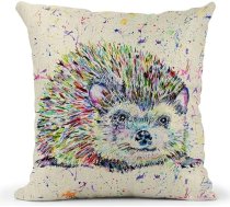 Vixar Ežs akvareļkrāsains varavīksnes spilvens ar pildījumu vai pārvalku 40 x 40 cm Ziemassvētku dzimšanas dienas dāvana (tikai pārvalks) (ar pildījumu)