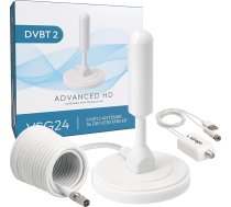 VSG® augstas veiktspējas DVB-T2 antena / AVK25 Plus / Alumīnija cietais kodols maksimālai signāla kvalitātei / DVB-T2 un DVBT2-HD / gatava ciparu apraidei / magnētiskā pamatne un 5 m kabelis / visām DVB-T2 ierīcēm / melna