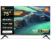 Xiaomi F Pro, 75 collas (190 cm), 4K UHD QLED, Smart TV, Fire TV, trīskāršs uztvērējs DVB-C/S/S/S2/T/T/T2, HDR10+, Game Boost Mode 120Hz, MEMC, balss vadība ar Alexa, 2GB+32GB, saderīgs ar Apple AirPlay