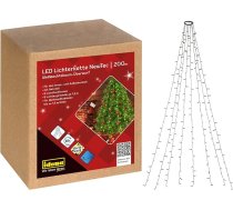 Idena NewTec 31040 LED pasaku gaismiņas ar 200 LED siltā baltā krāsā, Ziemassvētku eglīte ar 8 gaismas iestatījumiem un taimeri, 8 virtenes, aptuveni 1,5 m garas, dekorēšanai iekštelpās un ārā, Ziemassvētki