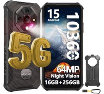 Ulefone Armor X16 Pro 5G AI āra mobilais tālrunis bez līguma, Android 15, 10360mAh/33W, Dimensity 6300, 16GB + 256GB/SD-2TB, 64MP + 25MP nakts redzamības mobilais tālrunis būvlaukumā 6,56 collas