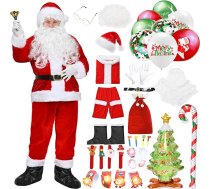 HarnyLoom Ziemassvētku vecīša kostīms Vīriešu Ziemassvētku vecīša kostīms Deluxe pieaugušo augstas kvalitātes mēteļa Santa Claus bārda cepure Cosplay dāvana