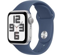 Apple Watch SE (2. paaudzes) [GPS, 40 mm] Alumīnija korpuss sudraba krāsā ar sporta siksniņu džinsa zila - S/M (Atjaunots)