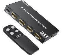 HDMI slēdzis 4K 30Hz, HDMI slēdzis 4 in 1 Out ar IR tālvadības pulti, 4 pieslēgvietu HDMI selektors Atbalsta HDCP 1.4 HDR 3D Saderīgs ar PS5/4, Xbox, Apple TV, Skybox, Blu-Ray, HDTV, monitoriem