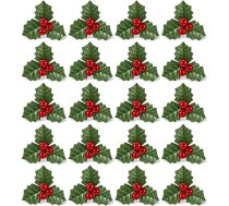 20 Ziemassvētku Holly ogu iepakojums Mākslīgās sarkanās ogas Ziemassvētku dekorēšanai Ziemassvētku vainagu kompozīciju pildvielas Svētku vāzes pildvielas Peldošās sveces centrālajai daļai Dekorācijas