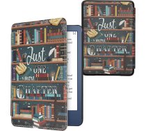 kwmobile Flip Case saderīgs ar Amazon Kindle (2022/2024) Case - E-grāmatu lasītāja futrālis - Bibliotēkas motīvs Multicoloured