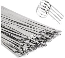 Viuxule Metāla kabeļu saites Nerūsējošais tērauds 4.6 x 200mm Heavy Duty 100kg Multi Self Bloķēšanas kaklasaites kabeļi mašīnām Izplūdes gāzu iesaiņošanas caurules Saimniecības Cable mājputnu žogs 100 gab.