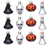 Watayo Halloween stikla rotājumi Halloween rotājumi Halloween rotājumi Stikla pūsti rotājumi ar ķirbju spoku spoku galvaskausu raganas cepure Helovīna ballītei Ziemassvētku eglītei Mājas rotājumi 12 gab. iepakojums