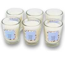 damaloo 6 x aromātiskās sveces baltā komplektā - 8 stundu baltas tējas sveces ar svaigu aromātu - Mini stabu sveces dekorēšanai - mazas sveces stiklā - 6 sveču komplekts vannas istabai - mazs