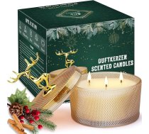 Aromatizētas sveces dāvanas sievietēm, KHOLEZ Sveču aromātisko sveču dāvanu komplekts, sveces stiklā, liela 3 daktu sojas sandalkoka svece, dāvana Mātes dienai, Ziemassvētkiem, dzimšanas dienai, Valentīna dienai, vannas istabai,