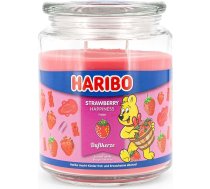 Haribo aromātiskā svece glāzē ar vāciņu | Zemeņu laime | Aromātiskā svece Augļi | Sveces ilgs degšanas laiks (100 h) | Sveces rozā | Aromātiskā svece liela (510 g)