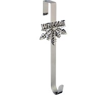 WeRChristmas Welcome Sniegpārslu vainags durvju āķis Ziemassvētku rotājums - 37 cm, sudraba krāsā