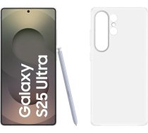 Samsung Galaxy S25 Ultra AI viedtālrunis ar Galaxy AI, 12 GB RAM, 512 GB atmiņa, titāna sudraba, caurspīdīgs korpuss
