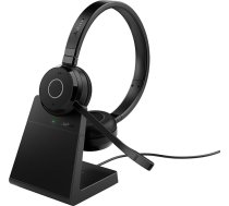 Jabra Evolve 65 TE bezvadu stereo austiņas, sertificētas, 12 stundu akumulators, USB-A ar uzlādes staciju - melnas krāsas