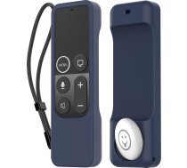 AHASTYLE Tālvadības pults apvalks Apple TV 4K 4. paaudzes Siri tālvadības pults ar ārējo AirTag turētāju, AirTag nav iekļauts, silikona tālvadības pults apvalks Apple TV 4K 4. paaudzes tālvadības pults (tumši zils)