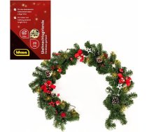 Idena 30547 LED egļu virtene ar 20 gaismas diodēm silti baltā krāsā, aptuveni 1,8 m gara, ar 6 stundu taimera funkciju, darbināma ar baterijām, dekorēšanai iekštelpās, adventes un Ziemassvētku dekorēšanai.