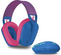 Logitech G305 Lightspeed bezvadu spēļu pele un Logitech G435 Lightspeed bezvadu Bluetooth spēļu austiņas, zilas krāsas