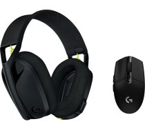 Logitech G305 bezvadu spēļu pele, Hero 12K sensors un G435 bezvadu spēļu austiņas ar Bluetooth un iebūvētu mikrofonu, vieglas, ar gaismas ātrumu, paredzētas PC/Mac, melnas krāsas