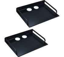HNVNER Projektora sienas stiprinājums, multivides plaukts, melns, TV kastītei, maršrutētājam, Apple TV 4K, uztvērējam, DVD atskaņotājam, TV aksesuāriem, metāla sienas plaukts AV ierīcēm (2 gab.)