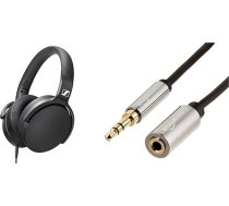 Sennheiser HD 400S austiņas ar viedo tālvadības pulti, melnas un Amazon Basics - Stereo audio pagarinātājs vīriešiem/sievietēm, 3,5 mm, 3,66 m
