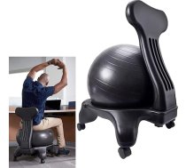 Ergonomisks biroja krēsls, jogas bumbu krēsls, melns, pieaugušajiem, pusaudžiem, līdzsvara bumbu pozas krēsls ar kāju sūkni, mājas fitnesa krēsls, vingrošanas bumbu krēsls, ritošais taburete