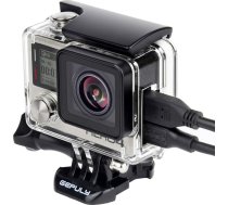GEPULY Skeleta korpuss GoPro Hero 4, Hero 3+, Hero 3 rīcības kamerai, sānu atvērts aizsargvāciņš ar skeleta aizmugures durtiņām Hero4 Black/Hero4 Silver/Hero3+/Hero3
