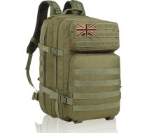 Geebymol Militārās taktiskās mugursomas 45L Liela Molle armijas uzbrukuma pakete 3 dienu Bug Out Bag klēpjdatora soma pārgājieniem Treeking melna medību mugursoma ar 4 karoga plāksteriem zaļi zaļa zaļa