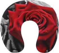 TKJMCSW Black White and Red Roses Travel Pillow Memory Foam Neck Pillow Aeroplane Pillow for Sleeping, U-veida kakla spilvens kaklam un galvas balstam