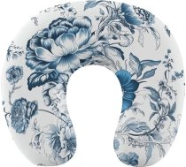TKJMCSW Blue and White Floral Pattern Travel Pillow Memory Foam Neck Pillow Airplane Pillow for Sleeping, U formas kakla spilvens kaklam un galvas balstam