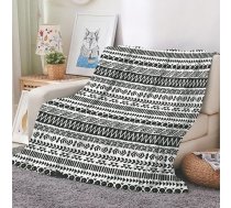 EHOMERY Mīļš pleds Kempinga siltās segas ziemai Mīļš pleds King Queen pleds Galds Āra mazs ģeometriskās tekstūras vasaras pleds Melns un balts 130 x 100 cm