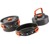 Abaodam 1 komplekts no 3 trīs trīsgalvu kempinga katlu komplekta plīts kempinga vārīšanas katls vārīšanas tējkanna pārnēsājams kempinga rīks kempinga piederumi kempinga trauki kempinga katli alumīnija sakausējums