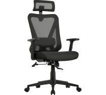 Yaheetech ergonomisks biroja krēsls ar regulējamu galvas balstu, roku balstiem, jostas balstu, bloķējams grozāms krēsls ar 90°-130° noliekšanas funkciju, regulējams augstums, melns
