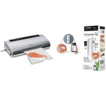 Caso VC100 Vacuum Sealer - vakuumiepakotājs, kas ļauj pārtikai saglabāties svaigai līdz pat 8x ilgāk - dabiska uzglabāšana bez konservantiem, dubultie 30 cm garie un profesionālie folijas ruļļi 28 x 600 cm.