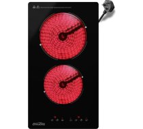 COVERCOOK 30 cm keramiskā plīts virsma, 2 zonu elektriskā plīts, Domino plīts visiem katliem, melna stikla gluda virsma, skārienjūtīga vadība, taimeris, 2900 W