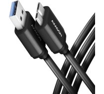Axagon Bumm3-am10ab micro-b usb usb-a 3.2 gen 1 kabelis, 1m, 3a, alu, pvc melns