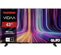 QLED TV 43 collu Smart TV VIDAA QU43VP750S 4K UHD, HDR televizors ar Dolby Vision, Dolby Atmos, trīskāršu uztvērēju un 6 mēnešu HD+ komplektācijā, LED televizors, melns
