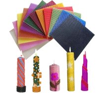 Bišu vaska sveču pagatavošanas komplekts, 12 krāsu bišu vaska plāksnītes svecēm, 20 x 20 cm, bišu vaska sveces, izgatavojiet paši savas sveces, svecju gatavošanai, amatniecībai, Ziemassvētku svecēm