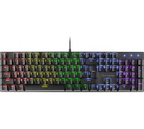 MARSGAMING MK422 melna mehāniskā spēļu tastatūra RGB, Antighosting, zils mehāniskais slēdzis, ASV valoda