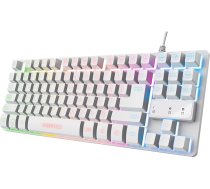 Trust Gaming GXT 833W Thado TKL Tastatur Deutsches QWERTZ Layout, Kompakte 80% USB Gaming Tastatur aus Metall, Anti-Ghosting, LED-Beleuchtung, Recycelten Materialien, für PC, Laptop, Mac - Weiß