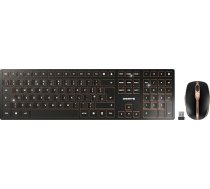 CHERRY DW 9100 SLIM bezvadu tastatūras un peles komplekts, UK izkārtojums (QWERTY), Bluetooth un 2,4 GHz radio, klusi taustiņi, uzlādējams, melns, melns, apdegums