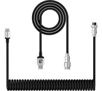 XINMENG X MAMBASNAKE C01 spirālveida tastatūras kabelis, C tipa līdz USB-A HyperSpeed līnija ar 8KHz atgriešanās ātrumu spēļu tastatūrai, TPU pielāgotais USB-C kabelis ar metāla aviāciju, PC/telefons, melns