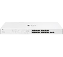 TP-Link Festa FS318GP 18 portu gigabitu komutators, 16 × gigabitu 802.3af/at PoE+ porti, 2 × gigabitu SFP ligzdas, 150 W kopējais PoE budžets, līdz 30 W PoE jauda uz portu, bezmaksas mākoņvadība