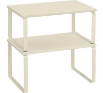 SONGMICS Spice Rack, 2 virtuves organizatoru komplekts, virtuves plaukts, skapja organizators, virtuve, izvelkams, neliels plaukts, stackable, metāla un koka materiāls, krēmīgi balts KCS002W02