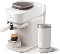 PHILIPS Baristina Espresso automāts, īsts Espresso, vienkāršs (dabīgi balts ar dabīgi baltu portafiltru un piena putotāju)