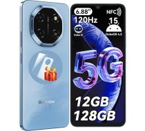 Blackview Shark 6 AI 5G mobilais tālrunis bez līguma, 6,88 collu 120 Hz Android 15 viedtālrunis 5G bez līguma, 12GB + 128GB / 2TB TF 5000mAh un 18W, 16MP + 8MP Dual 5G SIM mobilie telefoni / pirkstu nospiedumi