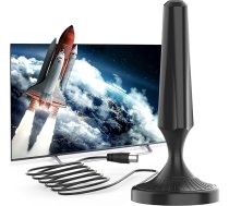 DVB-T2 antena bez pastiprinātāja - digitālās TV iekštelpu antena lietošanai telpās, 360° uztveršana līdz 250 km, saderīga ar Smart TV un DVB-T2 HD, 5 m koaksiālais kabelis, HD TV bez barošanas savienojuma
