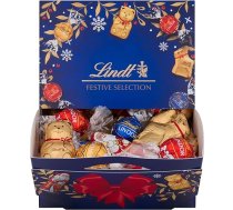 Lindt Ziemassvētku šokolādes koplietošanas kārba | 690g | 10 x mini Ziemassvētku vecītis, 10 x mini ziemeļbriedis, 10 x mini rotaļlieta, 10 x LINDOR 45%, piena, baltā | Ziemassvētku šokolādes dāvanas | Lielapjoma iepakojums