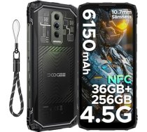 DOOGEE Blade 10 Ultra Energy Android 15 Āra mobilais tālrunis bez līguma 4.5G LTE, 36GB + 256GB/2TB Āra viedtālrunis 6150mAh/18W, 6,56 collu HD+ 64MP kamera, 10,7 mm ļoti plāns, 3 karšu slots/NFC