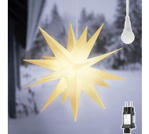SALCAR 3D LED LED gaismas zvaigzne dārzā, 60 cm XXL Ziemassvētku zvaigzne loga dekorēšanai, balta LED adventes zvaigzne ar siltu LED apgaismojumu, izgaismota LED zvaigzne